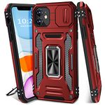 DMDMBATH for iPhone 11 Case with Slide Camera Cover, iPhone 11 Phone Case with Magnetic Kickstand Ring, Military Grade Shockproof Protective Case for iPhone 11 6.1 inch (Red)