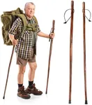 Mezchi 2 Pack Wood Walking Stick, 48 in Natural Wooden Walking Cane, Rustic Cedarwood Hiking Sticks Trekking Poles with Wrist Strap and Rubber Tip for Outdoor Activities, Women, Men, Seniors