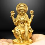 NEEANN Goddess Lakshmi Laxmi Devi MATA Idol - 4.5 Inches Polystone Murti - Brass, Silver – Perfect Statue for Car Dashboard, Home, and Office Decor Indian God Small Size (Brass)