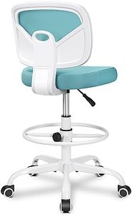 Primy Office Drafting Chair Armless, Tall Office Desk Chair Adjustable Height and Footring, Low-Back Ergonomic Standing Desk Chair Mesh Rolling Tall Chair for Art Room, Office or Home(Teal)