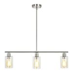 LWYTJO Pendant Lighting for Kitchen Island, 3 Lights Nickel Pendant Light, Modern Farmhouse Chandelier with Glass Shades, Light Fixtures Ceiling Hanging for Dining Room Living Room Entryway Foyer