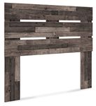 Signature Design by Ashley Neilsville Mid-Century Modern Full Panel Headboard, Ready-to-Assemble, Grayish Brown Butcher Block, Queen