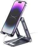 Adjustable Cell Phone Stand - Foldable Phone Holder Cradle Dock for Phone 14 13 12 11 Pro Xs Xs Max Xr X 8, Nintendo Switch - Compatible with All Phones (Space Gray)