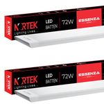 Nortek Essenza 72 Watt LED Tube Lights For Home Cool White LED Batten Light Ideal for Living Rooms, Bedrooms, Offices, Commercial, and Industrial Spaces Energy Efficient Led Light Pack of 2