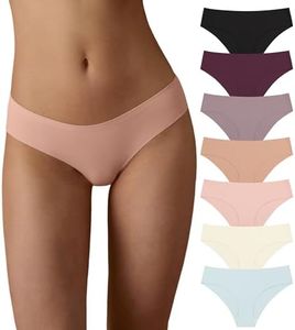 SHARICCA Women Seamless Cheeky Bikini No Show Panties Ladies Invisible Breathable Hipsters Soft Stretch Underwear 7 Pack (7P16,M)