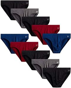 Reebok Men's Underwear - 10 Pack Ultra Soft Stretch Performance Low Rise Mens Briefs - Quick Dry Mens Underwear Briefs (S-XL), Black/Red/Charcoal/Navy, X-Large