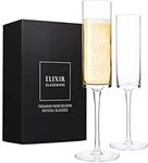 Crystal Champagne Flutes Set of 2 - Edge Champagne Glasses, Prosecco Glasses - Modern & Elegant Gift for Women, Men, Wedding, Anniversary, Christmas, Birthday - 180ml, 100% Lead-Free Crystal