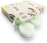 Cucumber Melon Tealight Candles Multi Pack (12 Green Highly Scented Tea Lights) - Made with Natural Oils - Clear Cup for Beautiful Candlelight - Fresh & Clean Collection