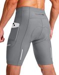 Bikewa Men's Bike Shorts 3D Padded Cycling Road Biking Mountain Riding Biker Bicycle UPF 50+ Cycle Shorts Zipper Pockets, Light Grey, M