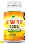 Vitamin D 4,000 IU Softgels, Maximum Strength Vitamin D3 Supplement, 365 Easy to Swallow Tablets - Full Year Supply