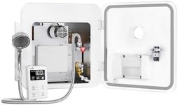 RIWORY 65,000 BTU 18x18 RV Tankless Water Heater Propane, 3.9GPM Tankless RV Water Heater with Outdoor Water Outlet, DC 12V Anti-Freezing Protection RV Camper Instant Hot Water Heater
