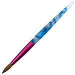 PANA Nail Brush (Size 8, Pack of 1) - White, Blue, Pink - Natural Bristles (Kolinsky Hair) - Acrylic Handle - Round Shape