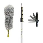 DocaPole 7-30 Foot Extension Pole and Microfiber Feather Duster // High Reach Dusting Kit for Dusting High Ceilings and Surfaces with Telescopic Pole // Telescoping Pole for Dusting