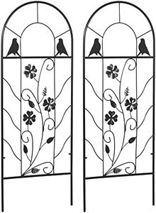Outsunny Treillis de Jardin Lot de 2 Support pour Plantes grimpantes en métal - 38 x 98 cm Noir