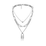 Shining Diva Fashion Stylish Multilayer Chain Pendant Necklace for Women and Girls (12475np), silver