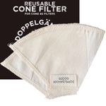 (2-Pack) Reusable Organic Cotton Cone #2 Coffee Filter — Cloth Filters for Coffee Dripper, Pour Over Coffee Dripper & Coffee Makers That Use 2-6 Cup Cone Coffee Filters