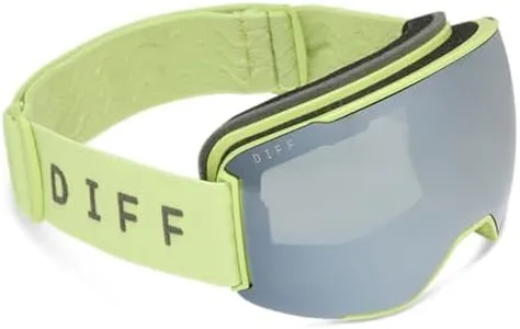 DIFF Alpine OTG Snow Goggles for Women, Over glasses Helmet compatible Full UV400 Protection Anti Fog, Lime Green + Silver Mirror