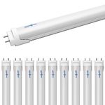 LUMINOSUM T8/T10/T12 4ft LED Light Tube 20W 48 inch, 40W Equivalent, Daylight 5000K, Frosted Cover, Dual-end Powered, Ballast Bypass Retrofit, ETL Listed, 10-Pack