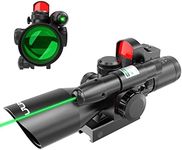 UUQ 2.5-10x40 Combo Rifle Scope, Dual Illuminated Mil-dot Reticle, W/ Mini Reflex 3 MOA Red Dot Sight and Laser Sight (Green Laser)