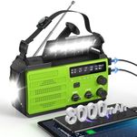 8000mAh Emergency Wind Up Radio, Hand Crank Solar, AM/FM Radio with 3-Mode Flashlight, 2-Mode Reading Lamp, SOS Alarm with USB Phone Charger for Emergency Outdoor (Green)
