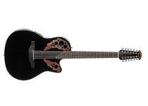 Ovation Celebrity Collection 12 String Acoustic-Electric Guitar, Right, Black, Mid Depth Body (CE4412-5)