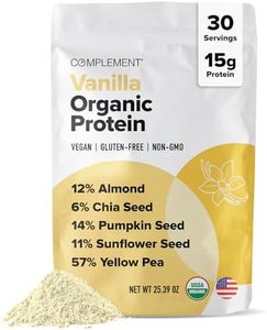 Complement Organic Vanilla Vegan Protein Powder (30 Servings) Low Carb, Low Calorie, Sugar Free, Soy Free, Non-GMO, Gluten Free, Non Dairy- Yellow Pea, Pumpkin Seed- 15g Plant Based Protein Powder