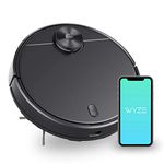 Wyze Robot Vacuum Cleaner, Wi-Fi/App/Alexa Control, Robotic Vacuum with Schedule, Strong Suction, Low Noise, Automatic Self-Charging, Ideal for Pet Hair/Hard Floor/Carpet/Daily Cleaning, Black