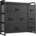 YITAHOME Dresser with 7 Drawers Storage Tower, Organizer Unit for Bedroom, Living Room, Hallway, Closets & Sturdy Steel Frame, Wooden Top & Easy Pull Fabric Bins