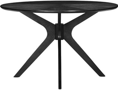 Soohow 47.2'' Solid Wood Round Dining Table for 4-6 People,Kitchen Table Round Wood Dining Table with Intersecting Pedestal Base,Black