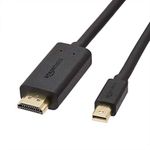 Amazon Basics Mini DisplayPort Male to HDMI Male Cable, 1080p, Gold-Plated Plugs, 1.8m, Black