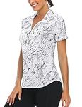 Luranee Golf Polo Shirts for Women,Shorts Sleeve Tops Hiking Outdoor Tops Workout Jackets Yoga Tshirts Exercise Sports Clothes Moisture Wicking Shirts Athletic Fitness Tshirts Marble Medium