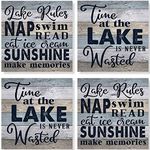 Carson SS74383 Lake Rules Square House Coaster Set of 4, 4-inch Diameter, Multicolor