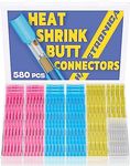 haisstronica 580PCS Heat Shrink Butt Connectors, 26-10 AWG | 3:1 adhesive-lined heat shrink, built-in wire stop, 4 color-coded sizes for marine, automotive, and trailer wiring