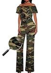 Women High Waist Wide Leg Pants Jumpsuit Romper KPVJ47696X 10188 Camouflage 1X