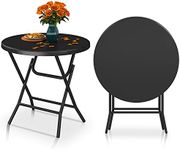 YITAHOME 32 Inch Round Folding Table for Outdoor/Indoor, Lightweight Foldable Table w/Thick Table Top and Sturdy Metal Frame, Ideal for Patio Backyard Dining Room Events, Black