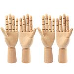 Wooden Hand Model, 4 PCS, 10 Inches Left and Right Hand Art Mannequin Figure for Hand Jewelry Display, Decoration, Sketching, by GNIEMCKIN..