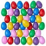 THE TWIDDLERS - 40 Plastic Musical Easter Egg Shakers, Party Basket Fillers - 4 Assorted Colours