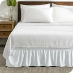 Bare Home Wrap Around Bed Skirt - Adjustable and Ruffled - 15-inch Tailored Drop - Easy Fit - Machine Washable (Twin XL, White)