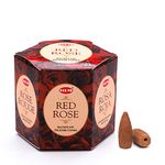 Hem Red Rose Backflow Incense Cones | Long-Lasting Aroma for Positivity, Stress Relief, and Air Purification | Ideal for Cleansing and Enhancing Atmosphere | Gift Set | Pack of 40 Cones