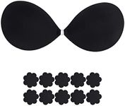 Vavili Push up Sticky Adhesive Bra, Invisible Bras, Reusable Backless Strapless Bra for Women, Black, A