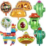 Auch 10 Pcs Fiesta Party Decorations Mexican Party Decoration Fiesta Balloons Taco Cactus Avocado Balloons Taco Cactus Mylar Foil Balloons for Cinco De Mayo Taco (10 Pcs Balloons)