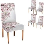 CAPSCEOLL Beautiful Blooming Pink Dogwood Flowers Chair Covers 4 Pack,Stretch Parsons Chair Slipcovers Universal Removable Washable Parson Chair Covers for Dining Room,Living Room,Kitchen