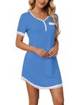 Yukiuiny Women Nightgown Sleepshirts Short Sleeve Comfy Cotton Sleepwear Night Dress