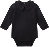 pureborn Baby Boys Girls Bodysuit Halloween Long Sleeve Peter-pan Collar Cotton Romper Spring Fall Bodysuit Black 0-3 Months