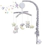 Baby Musical Crib Mobile Baby Crib Mobile for Boys Girls - Nursery Mobile with Rotating Music Box Nursery Decor Attachment Safe Anti Slip Set（Grey）