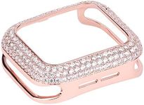 HJINVIGOUR Gorgeous Bling Zircon Crystal Diamond Case Bezel Cover Compatible Apple Watch Series 11 10 (Rose Gold, S10 42mm)