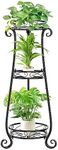 LASZOLA 3 Tier Tall Metal Plant Stand Indoor Outdoor Clearance, 35 Inch Rustproof Iron Flower Pot Holder Shelf, Multiple Heavy Duty Plant Round Rack for Patio Home Planter Corner Garden Balcony (Black)