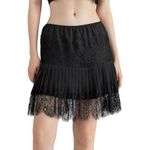 WERNZATT Lace Mini Skirt for Womens Y2K Sexy Pleated Ruffle Lace Trim Layered Flowy Short Skirts Underskirt Aesthetic Going Out Streetwear (A Black, M)