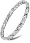 MagnetRX® Ultra Strength Magnetic Bracelets for Women – Double Magnet Stainless Steel Crystal Bracelet for Women – Adjustable Bracelet Length with Sizing Tool (Silver)