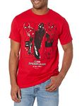 Marvel Spider-Man No Way Home Three Suit Panels Men's T-Shirt, Red, X-Large